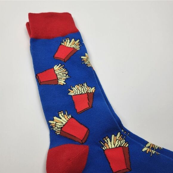 NWOT - Red And Blue "Fries" Socks - One Size Fits All, Unisex - Picture 4 of 5